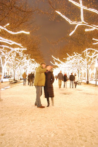 Berlin Mitte Unter den Linden an einem Winterabend Schnee, Nacht, Berlin Mitte, Unter den Linden, Winter Berlin Pictures